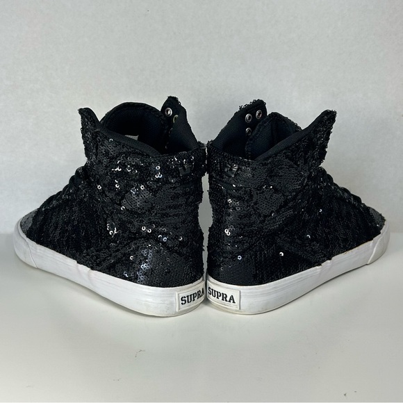 SUPRA Skytops Sparkly Sequin Hi Tops Black Sneakers Shoe SW12029; Women’s Sz 8.5 - Picture 11 of 16